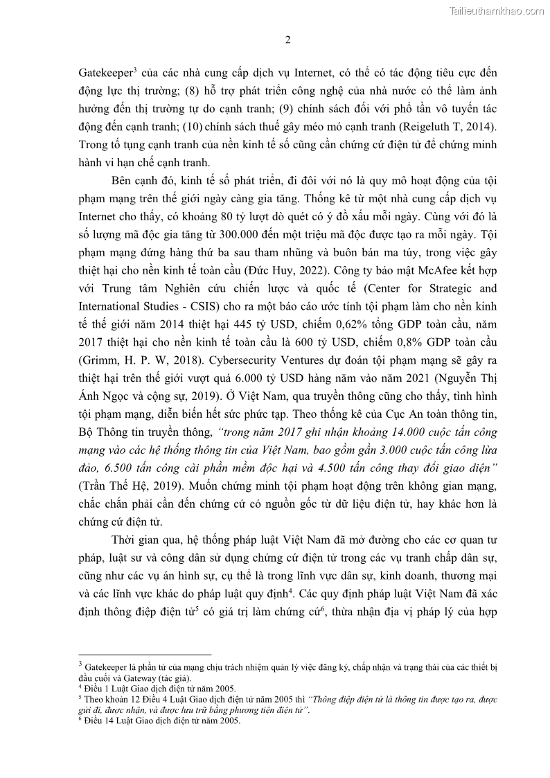 Luận án tiến sĩ luật Pháp luật Việt Nam về chứng cứ điện tử - 1 Trang 12