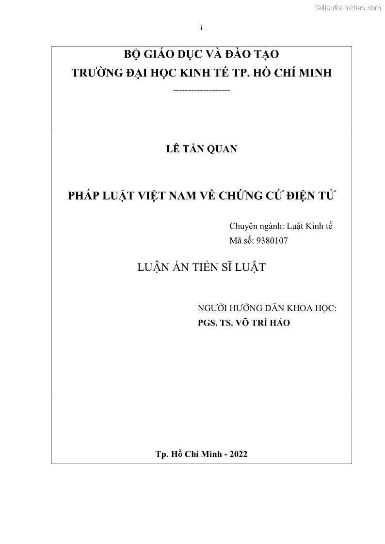 Luận án tiến sĩ luật Pháp luật Việt Nam về chứng cứ điện tử - 1 Trang 2