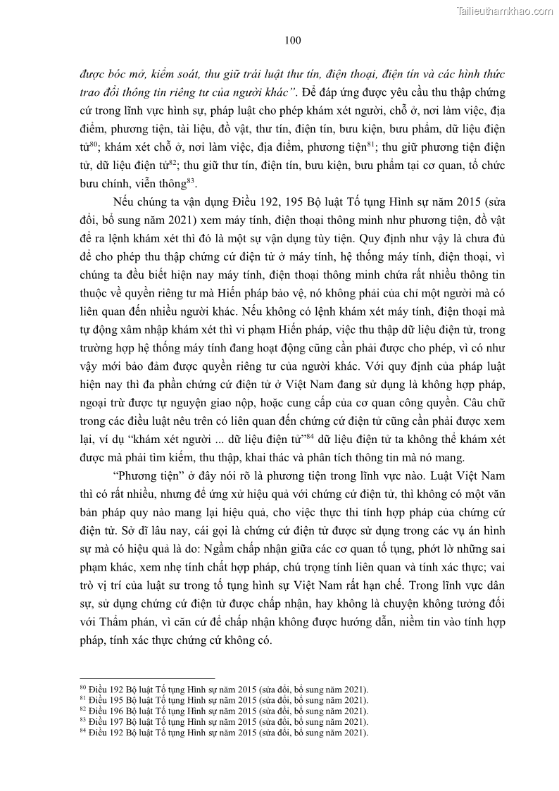 Luận án tiến sĩ luật Pháp luật Việt Nam về chứng cứ điện tử - 10 Trang 110