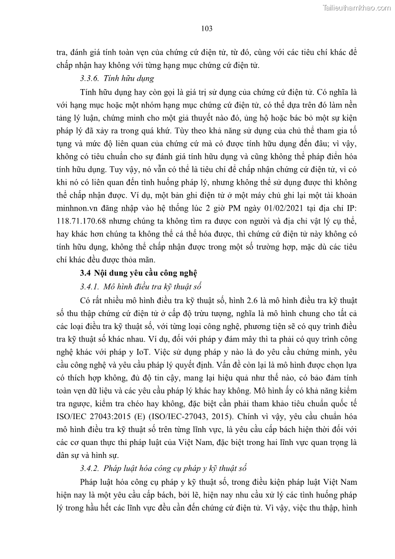 Luận án tiến sĩ luật Pháp luật Việt Nam về chứng cứ điện tử - 10 Trang 113
