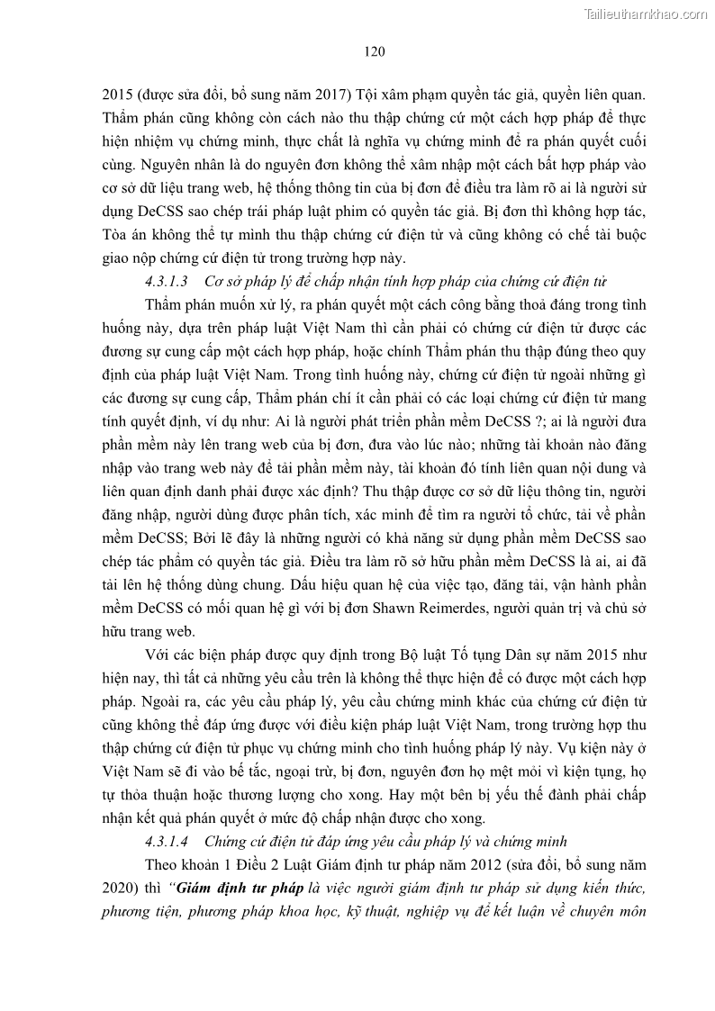 Luận án tiến sĩ luật Pháp luật Việt Nam về chứng cứ điện tử - 11 Trang 130