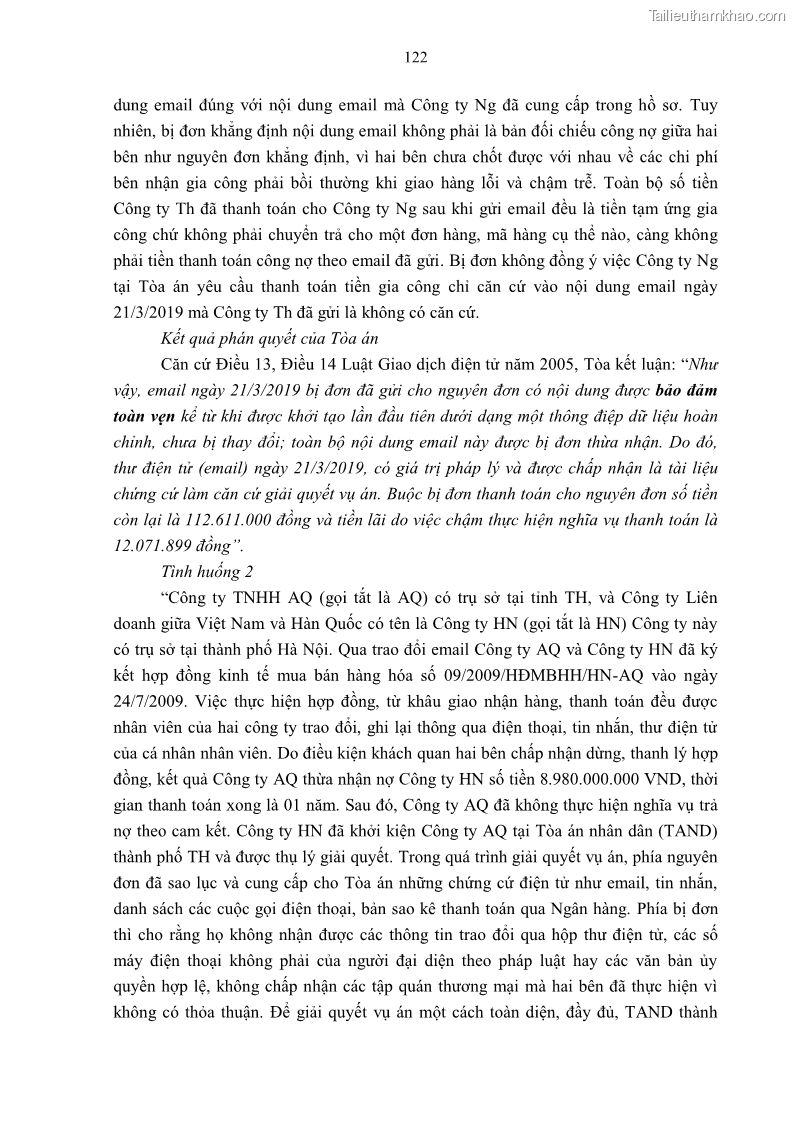 Luận án tiến sĩ luật Pháp luật Việt Nam về chứng cứ điện tử - 11 Trang 132