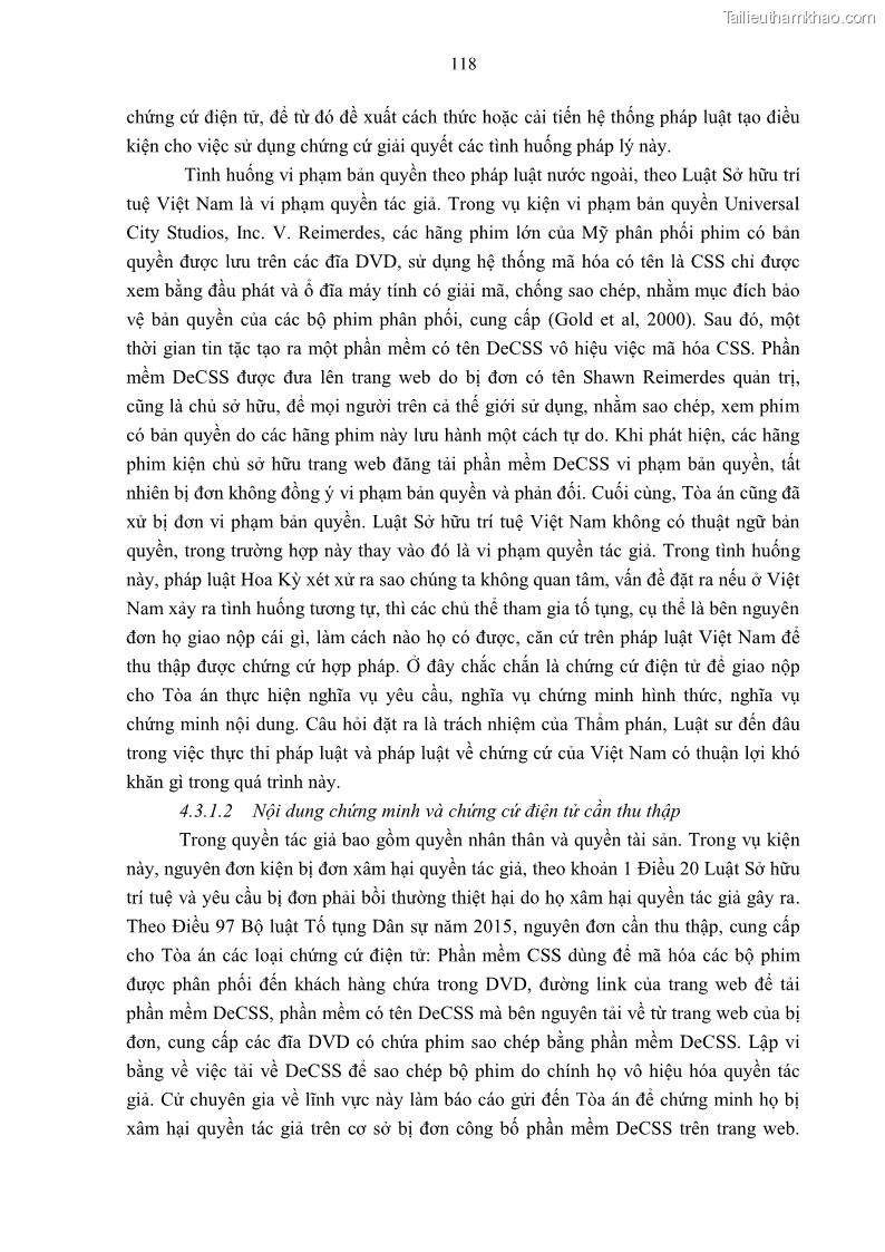 Luận án tiến sĩ luật Pháp luật Việt Nam về chứng cứ điện tử - 11 Trang 128
