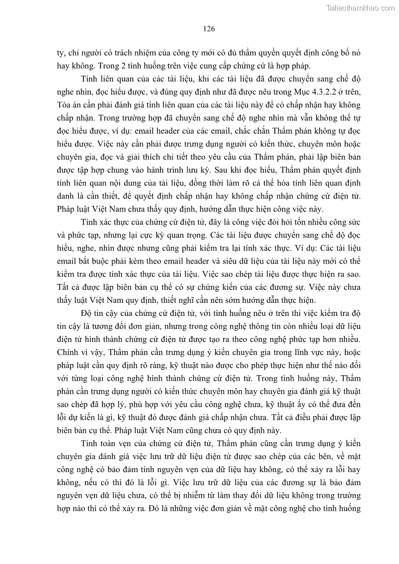 Luận án tiến sĩ luật Pháp luật Việt Nam về chứng cứ điện tử - 12 Trang 136