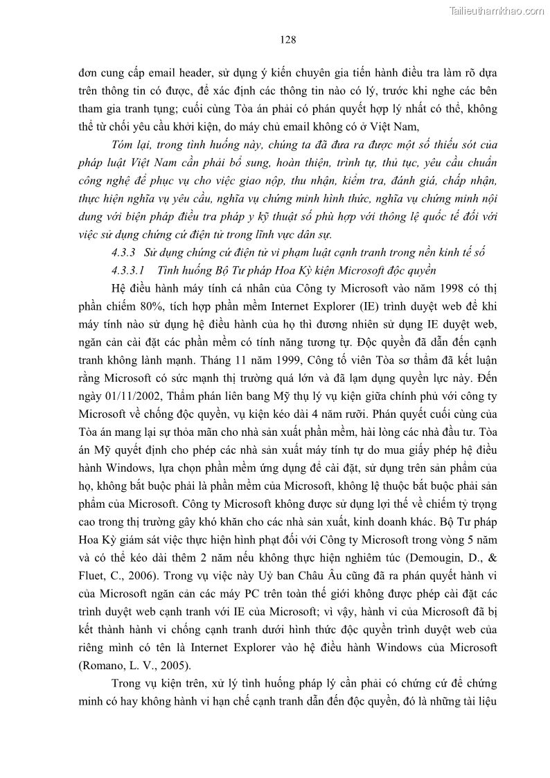Luận án tiến sĩ luật Pháp luật Việt Nam về chứng cứ điện tử - 12 Trang 138