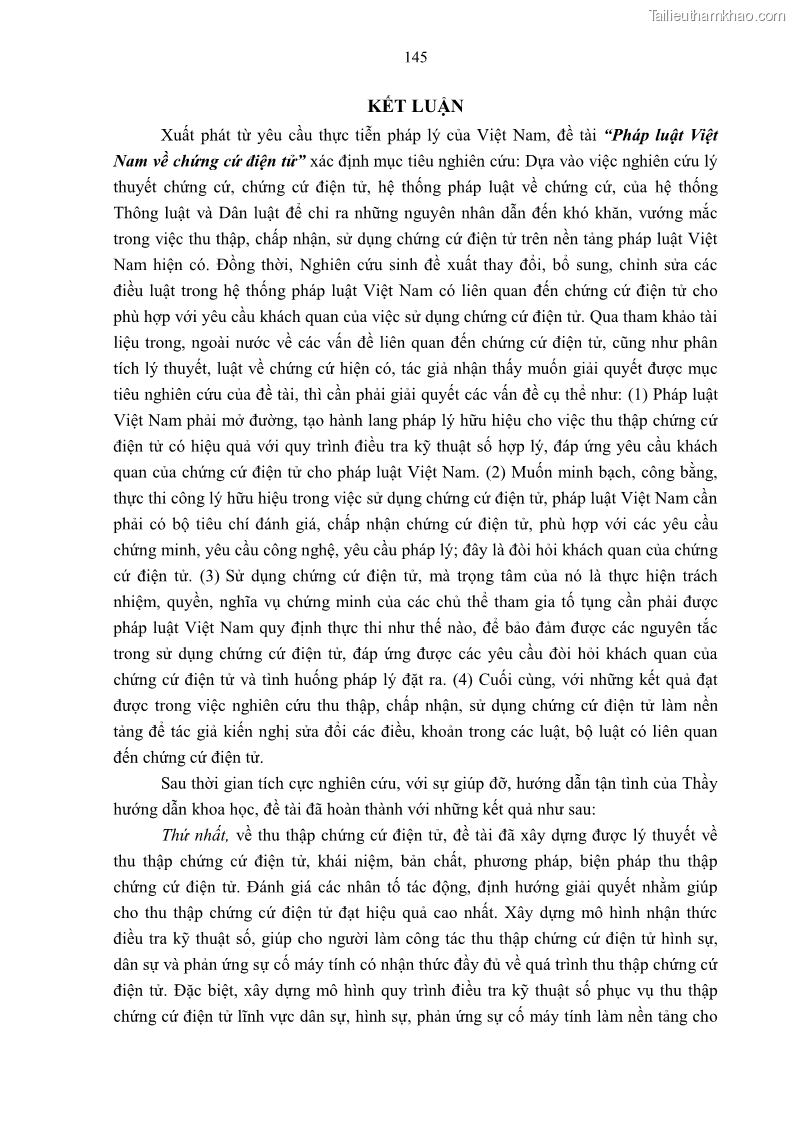 Luận án tiến sĩ luật Pháp luật Việt Nam về chứng cứ điện tử - 13 Trang 155