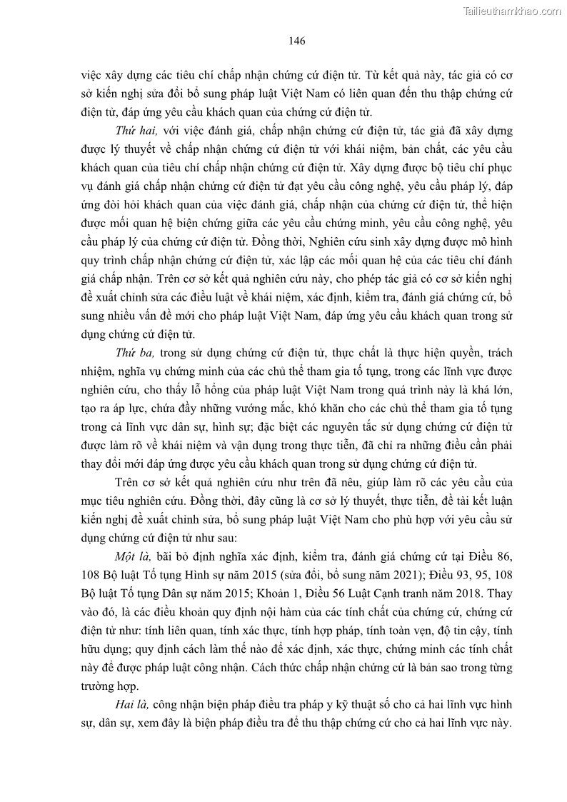 Luận án tiến sĩ luật Pháp luật Việt Nam về chứng cứ điện tử - 13 Trang 156