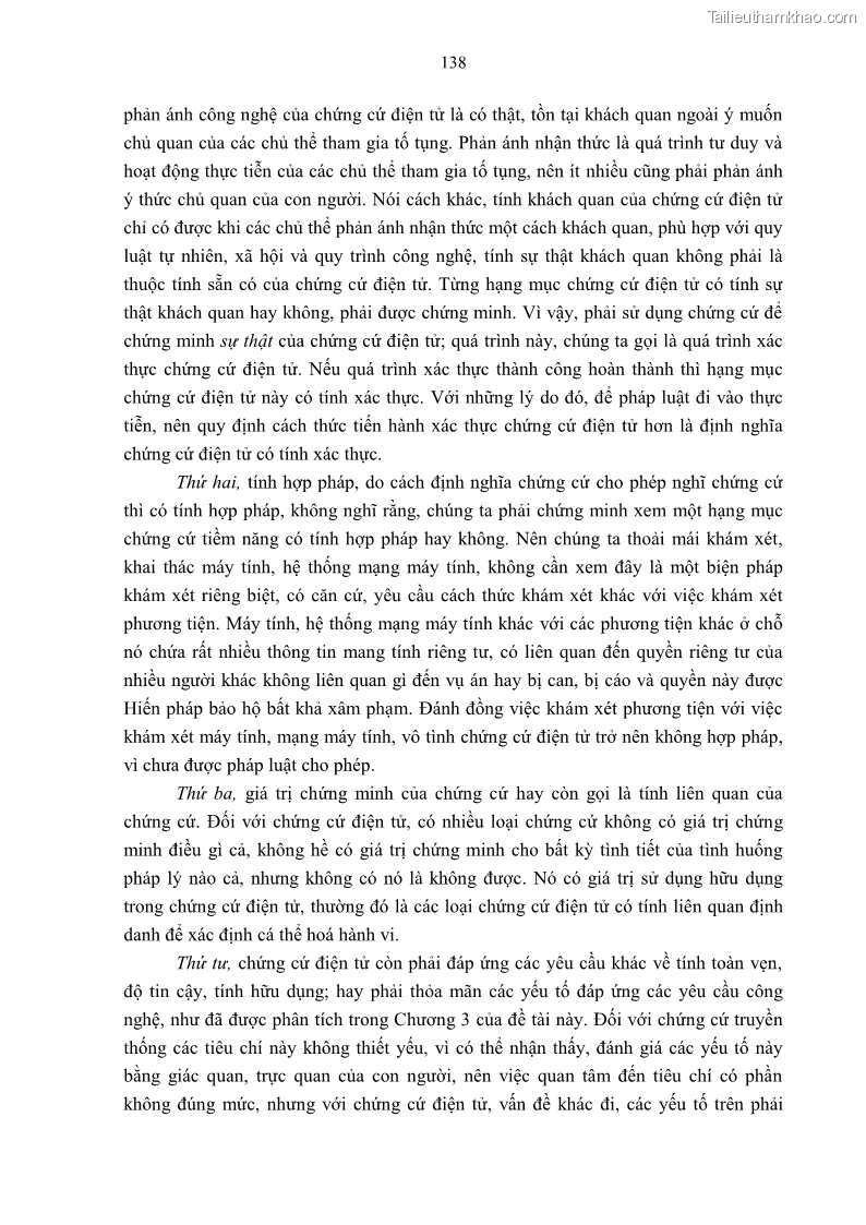 Luận án tiến sĩ luật Pháp luật Việt Nam về chứng cứ điện tử - 13 Trang 148