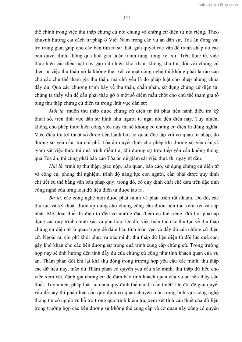 Luận án tiến sĩ luật Pháp luật Việt Nam về chứng cứ điện tử - 13 Trang 151