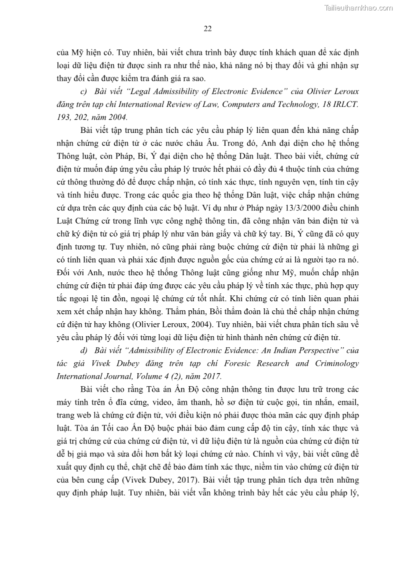 Luận án tiến sĩ luật Pháp luật Việt Nam về chứng cứ điện tử - 3 Trang 32