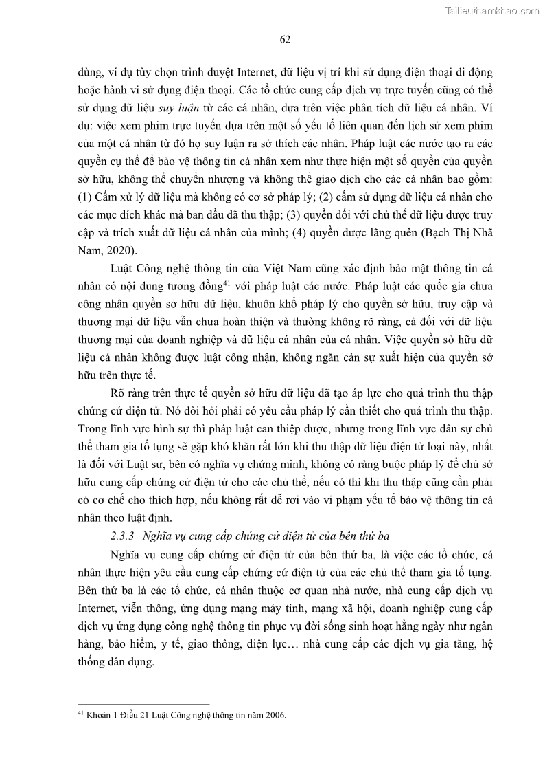 Luận án tiến sĩ luật Pháp luật Việt Nam về chứng cứ điện tử - 6 Trang 72