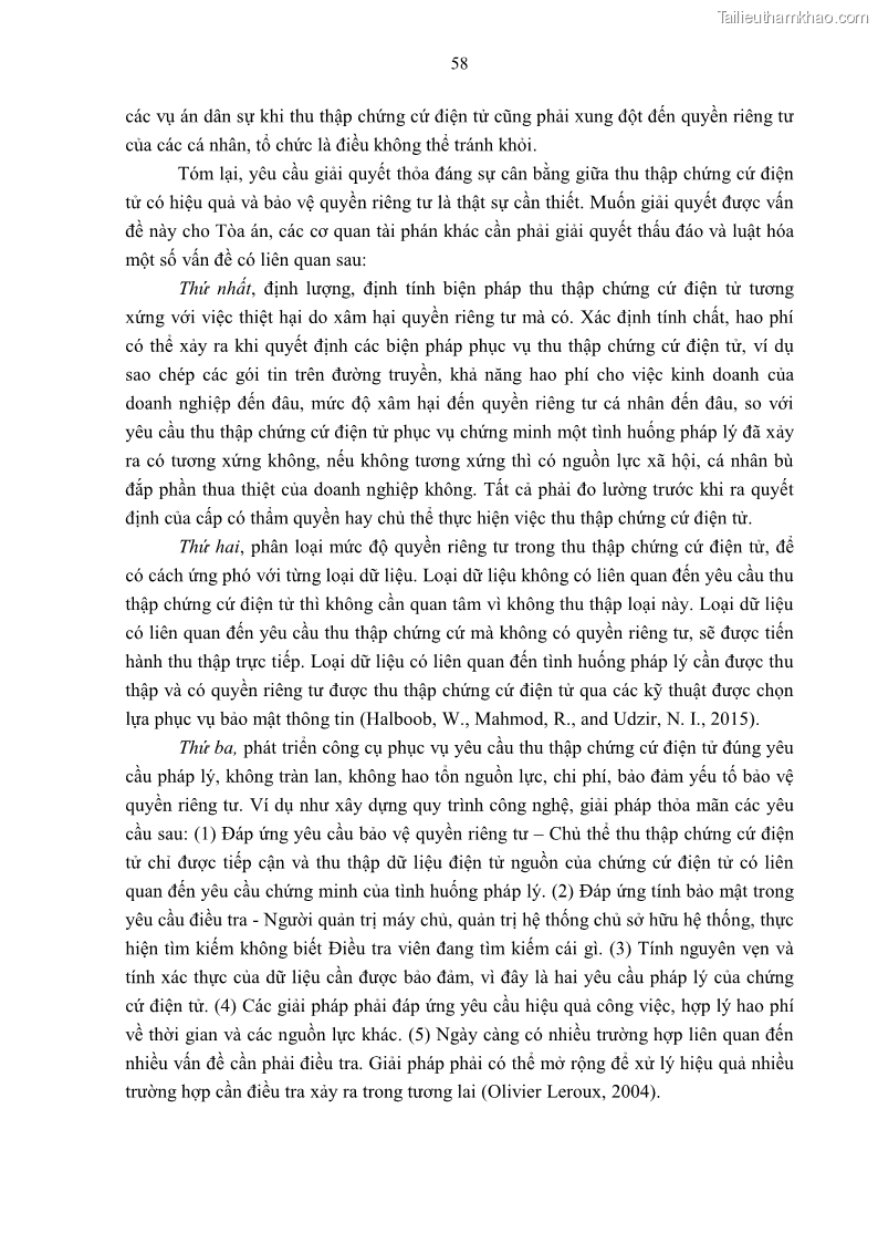 Luận án tiến sĩ luật Pháp luật Việt Nam về chứng cứ điện tử - 6 Trang 68
