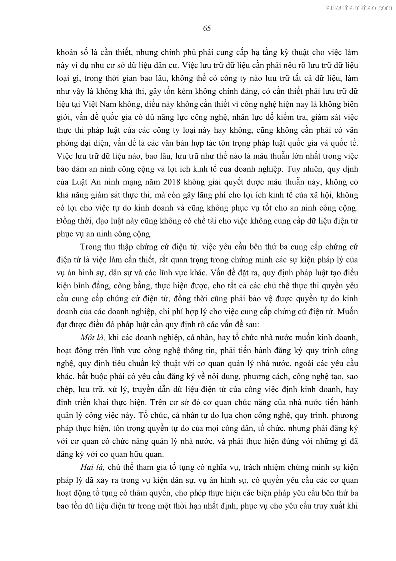 Luận án tiến sĩ luật Pháp luật Việt Nam về chứng cứ điện tử - 7 Trang 75