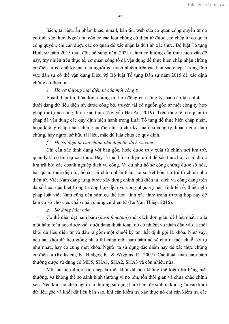 Luận án tiến sĩ luật Pháp luật Việt Nam về chứng cứ điện tử - 9 Trang 107