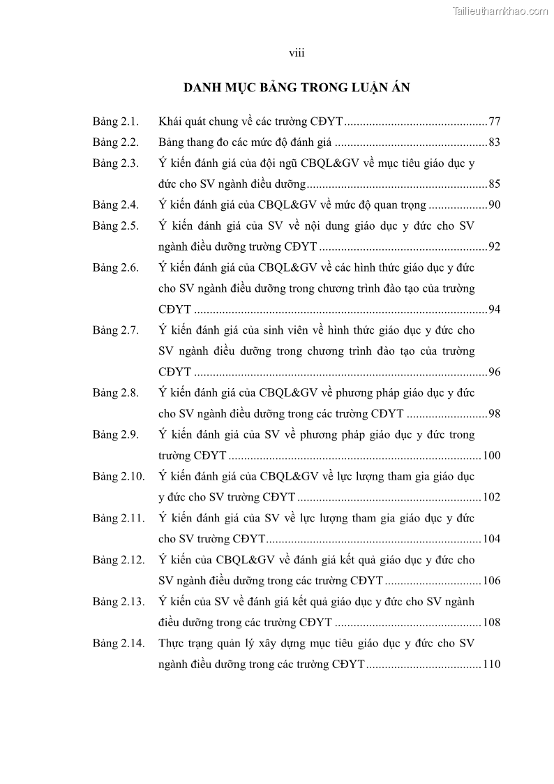 Luận án tiến sĩ quản lý giáo dục Quản lý giáo dục y đức cho sinh viên ngành điều dưỡng trong các trường cao đẳng y tế - 1 Trang 10