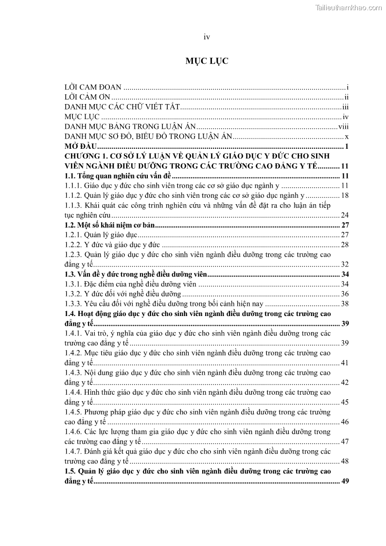 Luận án tiến sĩ quản lý giáo dục Quản lý giáo dục y đức cho sinh viên ngành điều dưỡng trong các trường cao đẳng y tế - 1 Trang 6