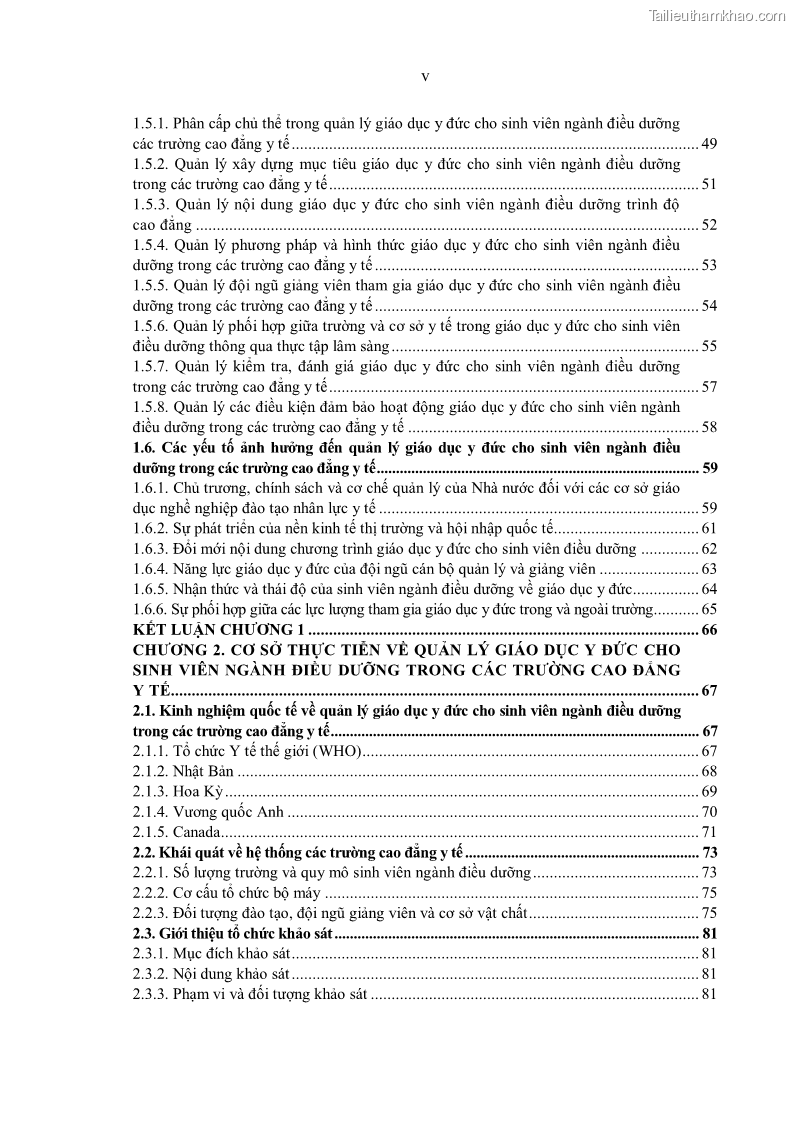 Luận án tiến sĩ quản lý giáo dục Quản lý giáo dục y đức cho sinh viên ngành điều dưỡng trong các trường cao đẳng y tế - 1 Trang 7