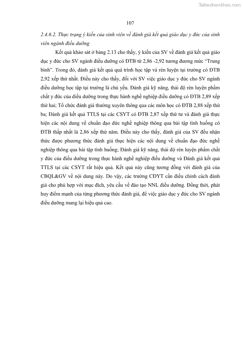 Luận án tiến sĩ quản lý giáo dục Quản lý giáo dục y đức cho sinh viên ngành điều dưỡng trong các trường cao đẳng y tế - 10 Trang 119