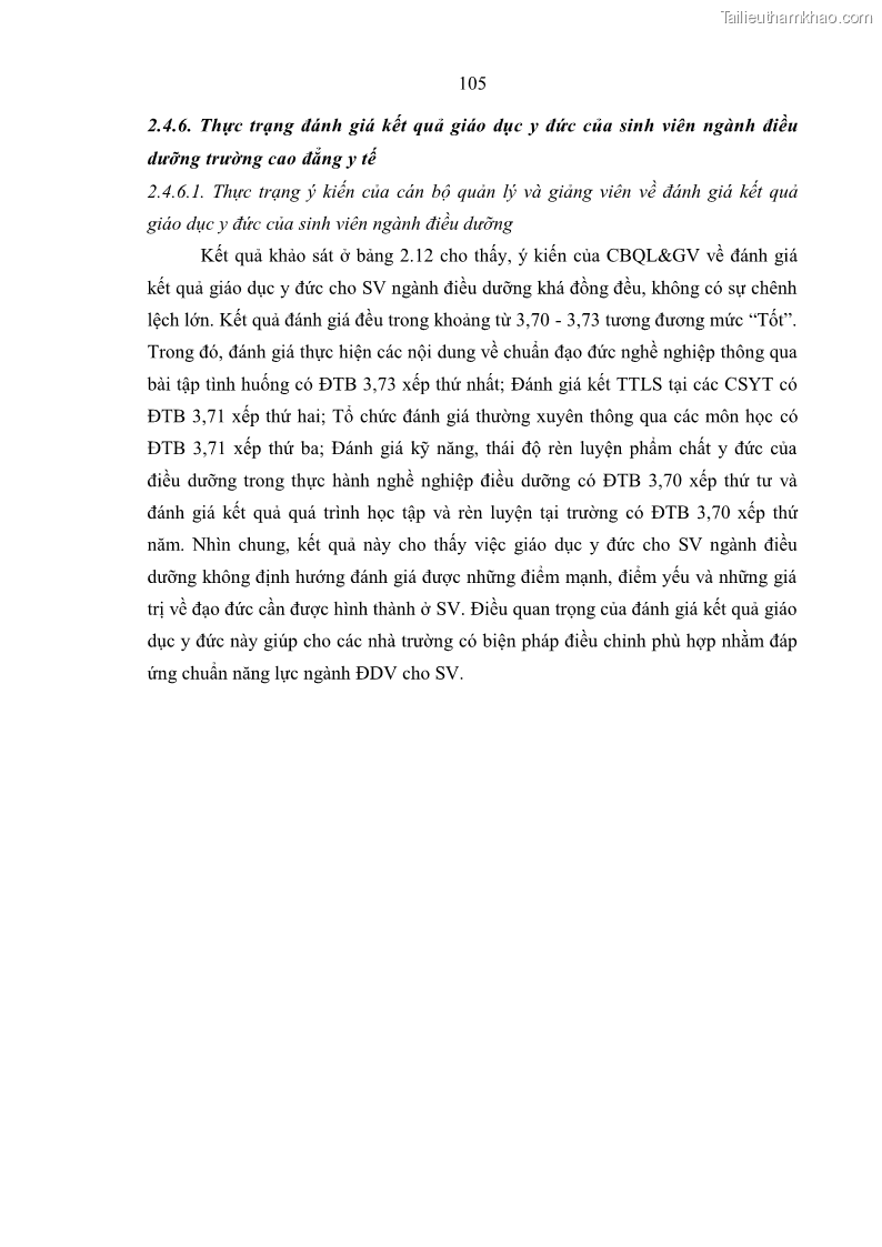 Luận án tiến sĩ quản lý giáo dục Quản lý giáo dục y đức cho sinh viên ngành điều dưỡng trong các trường cao đẳng y tế - 10 Trang 117