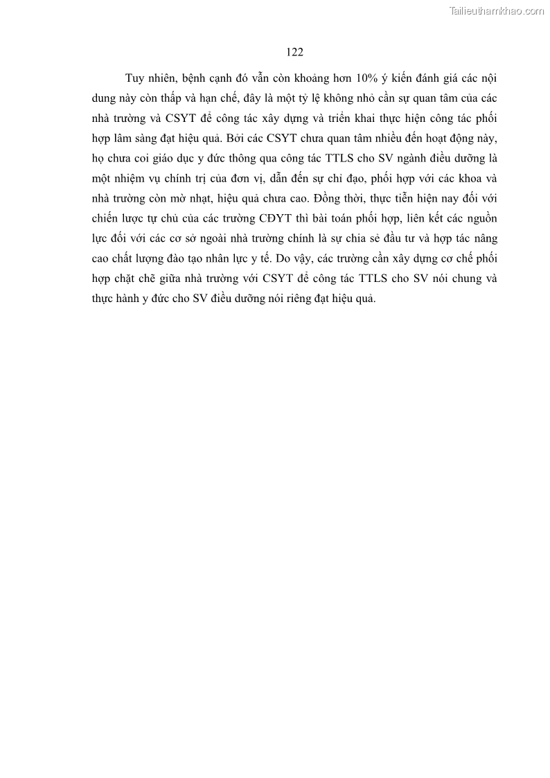 Luận án tiến sĩ quản lý giáo dục Quản lý giáo dục y đức cho sinh viên ngành điều dưỡng trong các trường cao đẳng y tế - 12 Trang 134