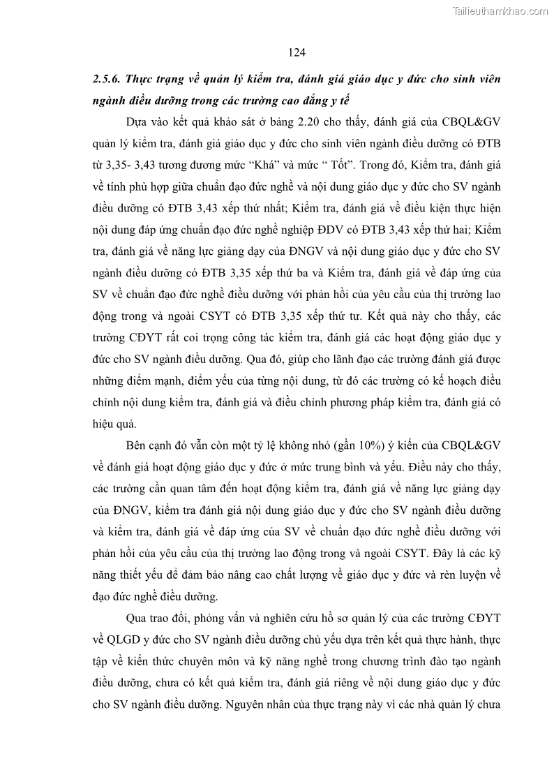 Luận án tiến sĩ quản lý giáo dục Quản lý giáo dục y đức cho sinh viên ngành điều dưỡng trong các trường cao đẳng y tế - 12 Trang 136