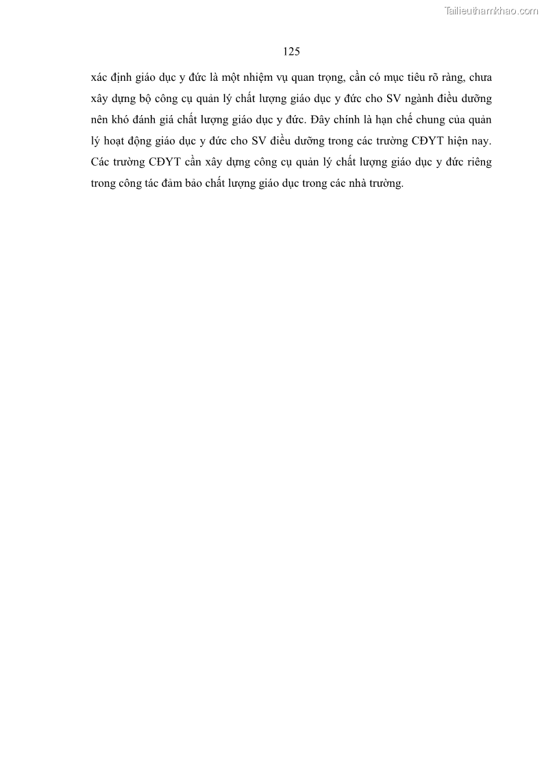 Luận án tiến sĩ quản lý giáo dục Quản lý giáo dục y đức cho sinh viên ngành điều dưỡng trong các trường cao đẳng y tế - 12 Trang 137