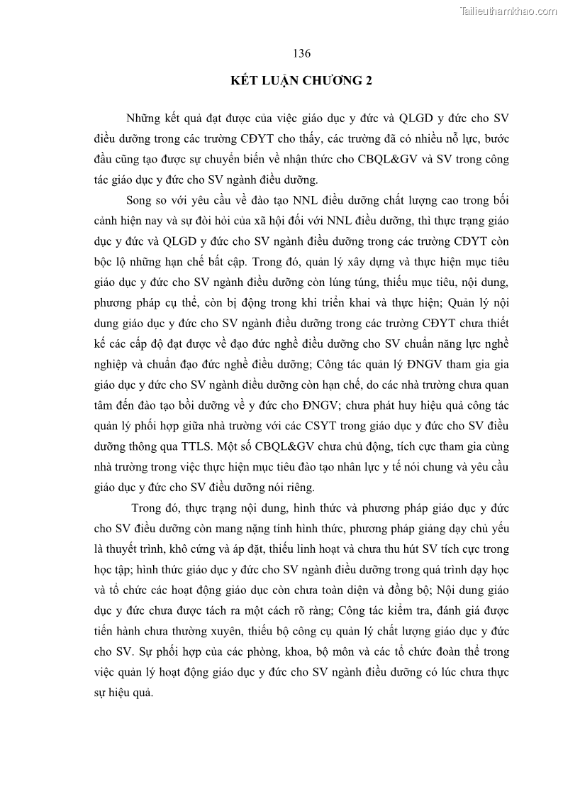 Luận án tiến sĩ quản lý giáo dục Quản lý giáo dục y đức cho sinh viên ngành điều dưỡng trong các trường cao đẳng y tế - 13 Trang 148