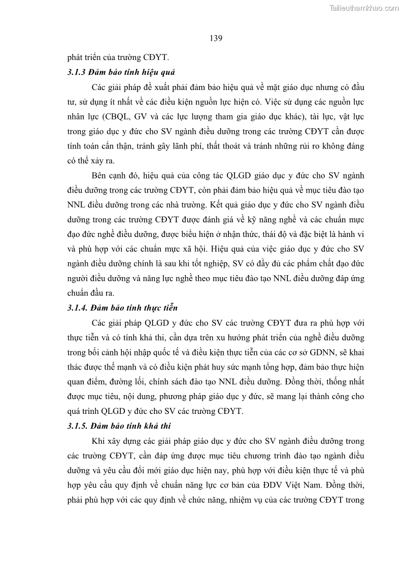 Luận án tiến sĩ quản lý giáo dục Quản lý giáo dục y đức cho sinh viên ngành điều dưỡng trong các trường cao đẳng y tế - 13 Trang 151