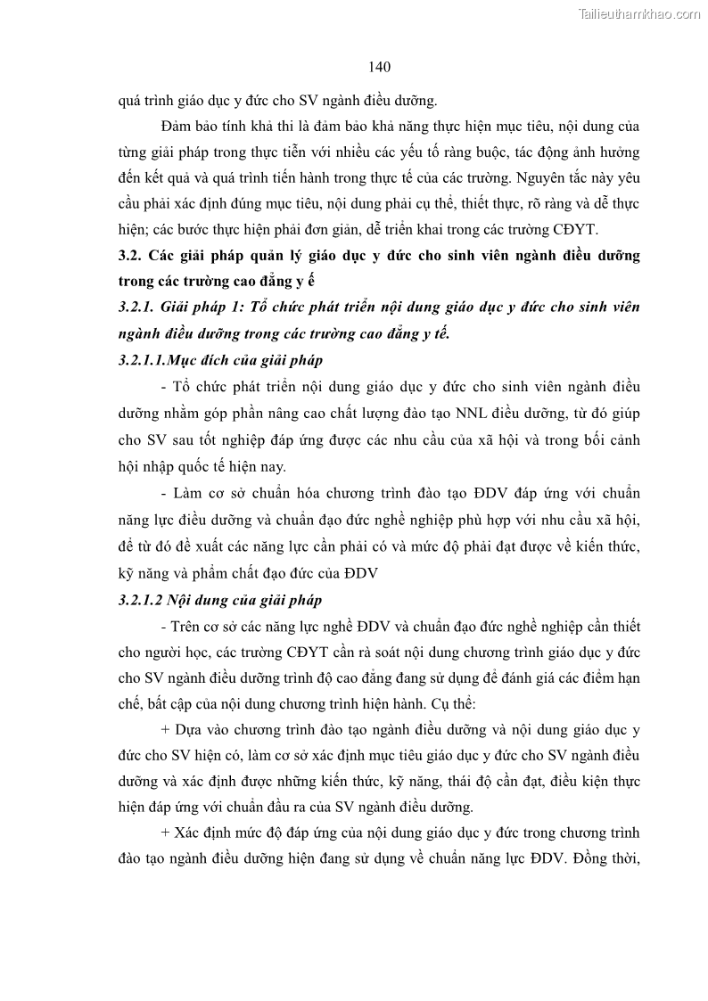 Luận án tiến sĩ quản lý giáo dục Quản lý giáo dục y đức cho sinh viên ngành điều dưỡng trong các trường cao đẳng y tế - 13 Trang 152