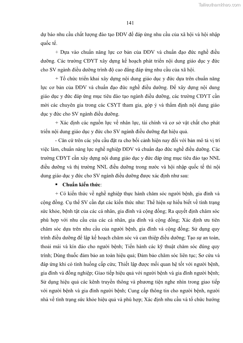 Luận án tiến sĩ quản lý giáo dục Quản lý giáo dục y đức cho sinh viên ngành điều dưỡng trong các trường cao đẳng y tế - 13 Trang 153