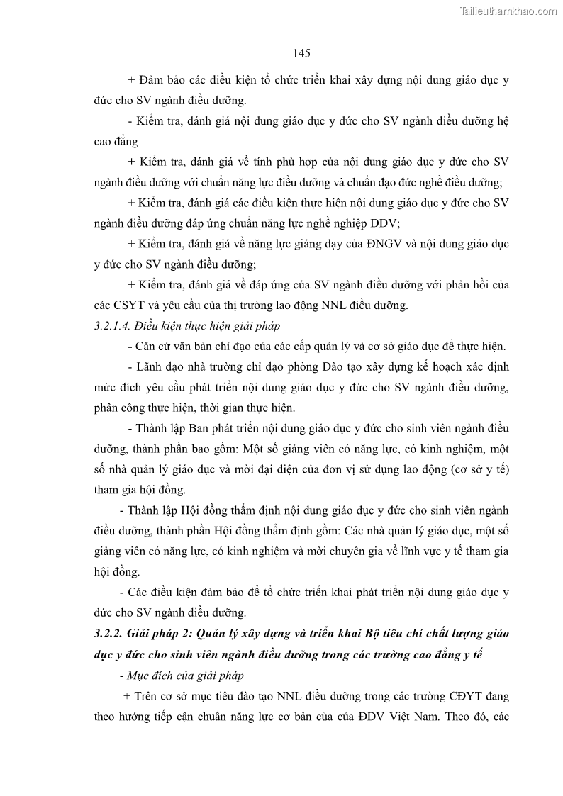 Luận án tiến sĩ quản lý giáo dục Quản lý giáo dục y đức cho sinh viên ngành điều dưỡng trong các trường cao đẳng y tế - 14 Trang 157