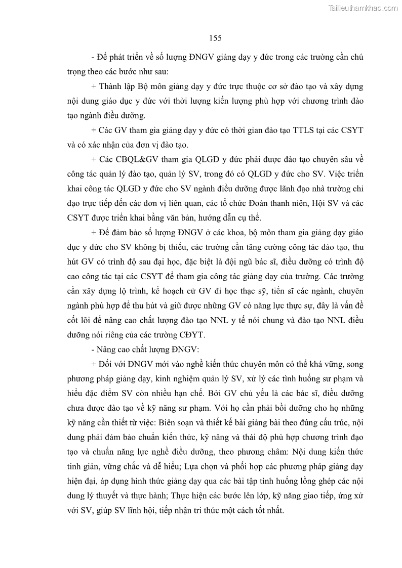Luận án tiến sĩ quản lý giáo dục Quản lý giáo dục y đức cho sinh viên ngành điều dưỡng trong các trường cao đẳng y tế - 14 Trang 167