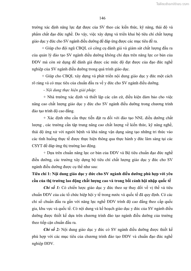 Luận án tiến sĩ quản lý giáo dục Quản lý giáo dục y đức cho sinh viên ngành điều dưỡng trong các trường cao đẳng y tế - 14 Trang 158