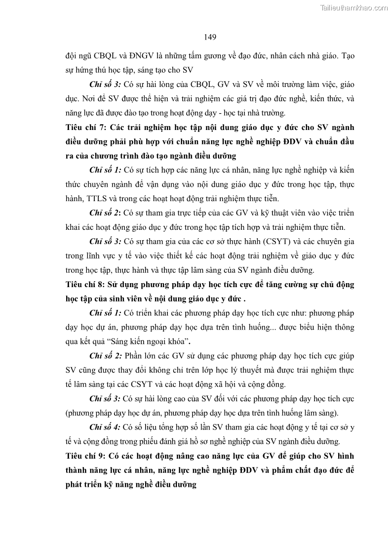Luận án tiến sĩ quản lý giáo dục Quản lý giáo dục y đức cho sinh viên ngành điều dưỡng trong các trường cao đẳng y tế - 14 Trang 161