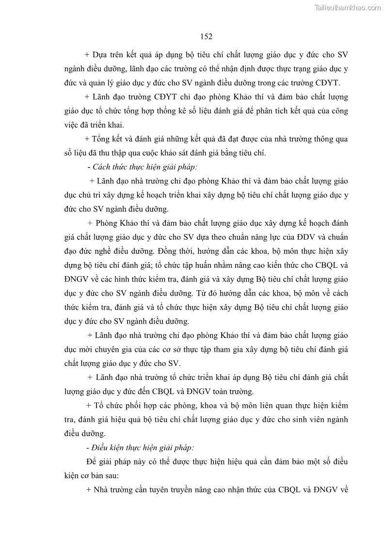 Luận án tiến sĩ quản lý giáo dục Quản lý giáo dục y đức cho sinh viên ngành điều dưỡng trong các trường cao đẳng y tế - 14 Trang 164