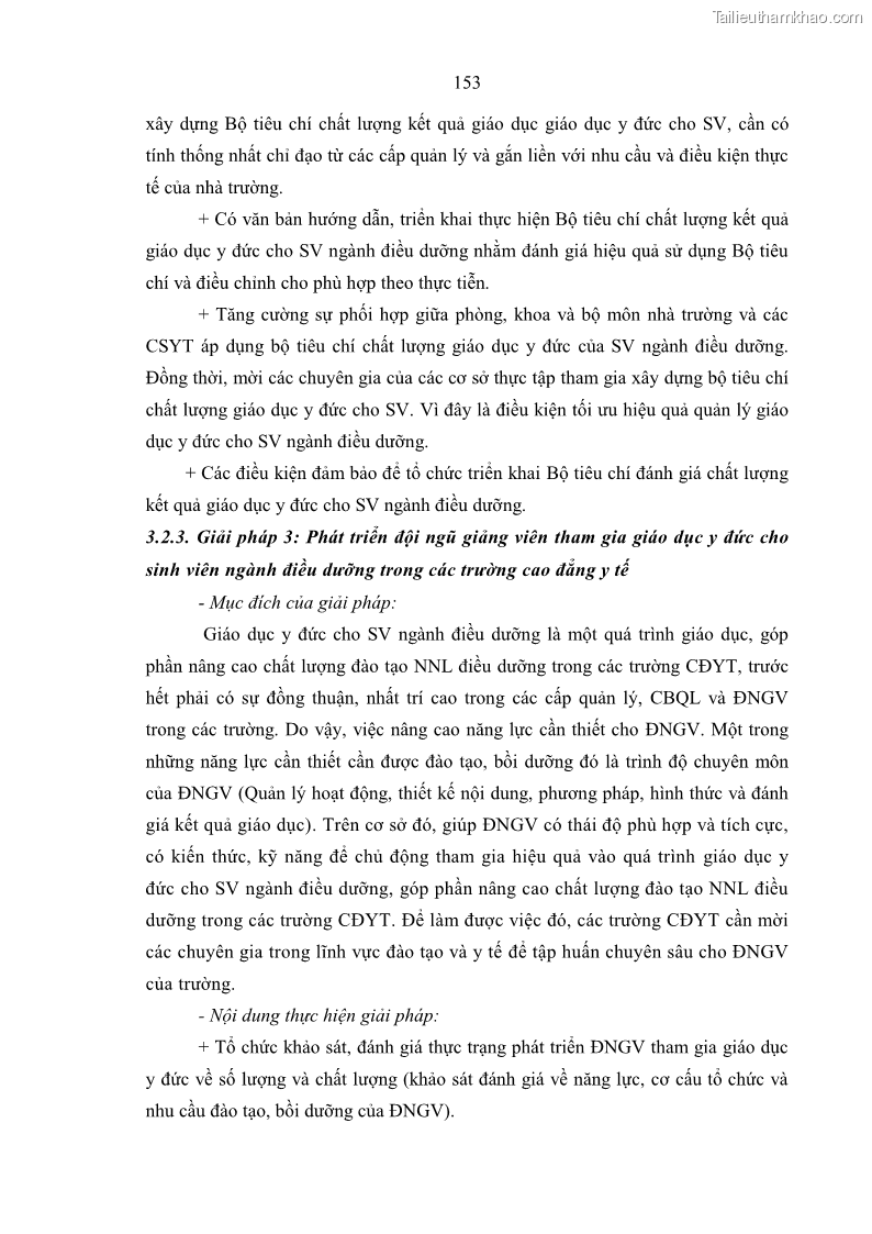 Luận án tiến sĩ quản lý giáo dục Quản lý giáo dục y đức cho sinh viên ngành điều dưỡng trong các trường cao đẳng y tế - 14 Trang 165