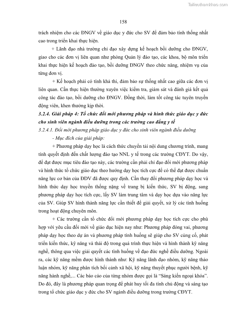 Luận án tiến sĩ quản lý giáo dục Quản lý giáo dục y đức cho sinh viên ngành điều dưỡng trong các trường cao đẳng y tế - 15 Trang 170