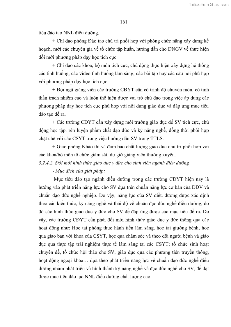 Luận án tiến sĩ quản lý giáo dục Quản lý giáo dục y đức cho sinh viên ngành điều dưỡng trong các trường cao đẳng y tế - 15 Trang 173