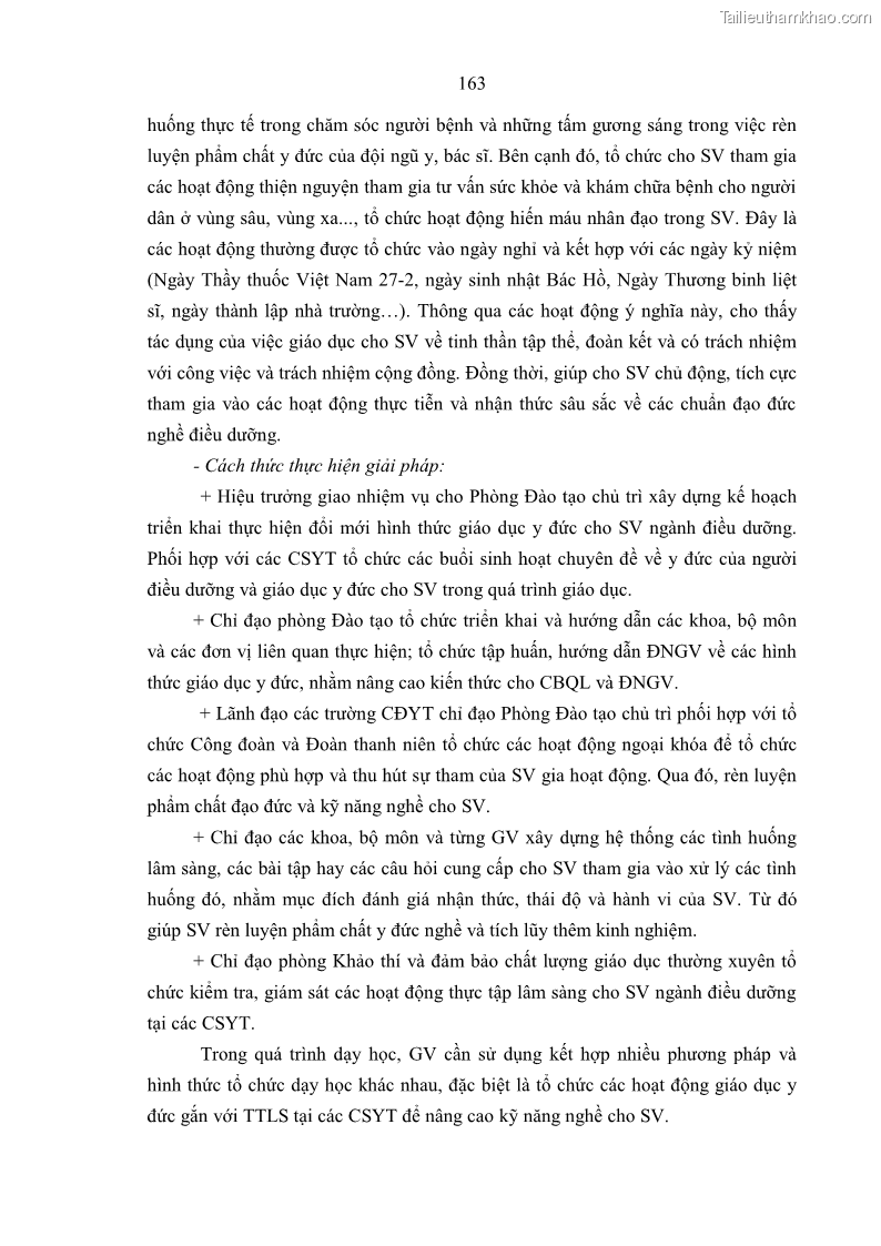 Luận án tiến sĩ quản lý giáo dục Quản lý giáo dục y đức cho sinh viên ngành điều dưỡng trong các trường cao đẳng y tế - 15 Trang 175