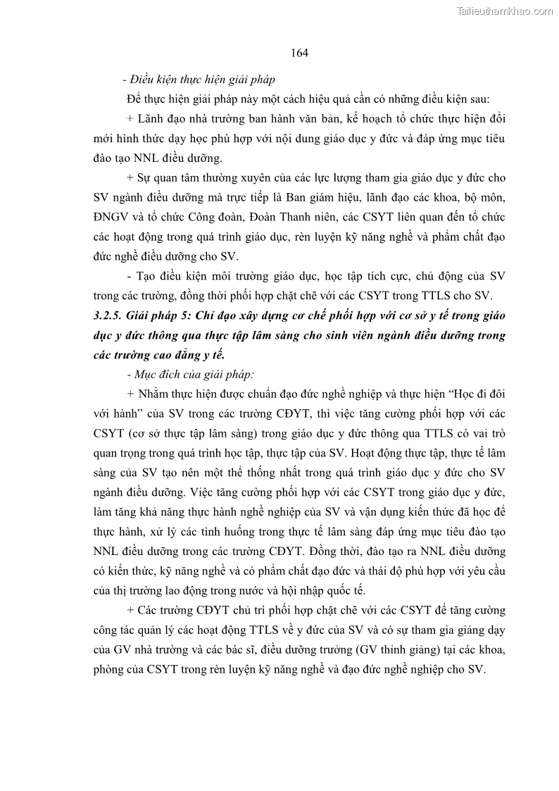 Luận án tiến sĩ quản lý giáo dục Quản lý giáo dục y đức cho sinh viên ngành điều dưỡng trong các trường cao đẳng y tế - 15 Trang 176