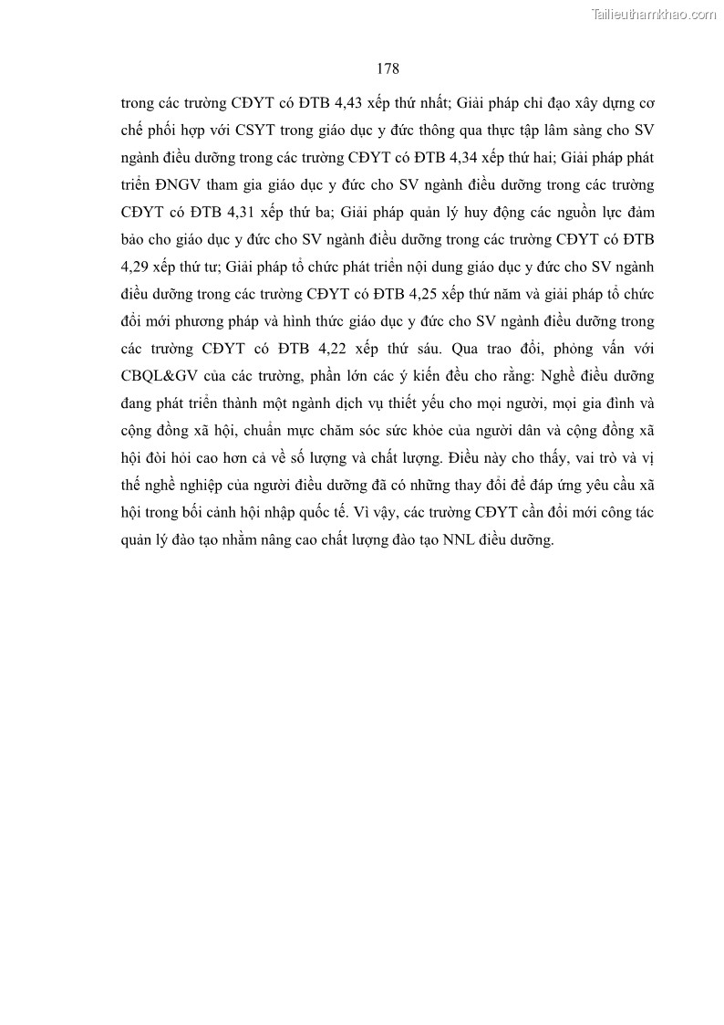 Luận án tiến sĩ quản lý giáo dục Quản lý giáo dục y đức cho sinh viên ngành điều dưỡng trong các trường cao đẳng y tế - 16 Trang 190
