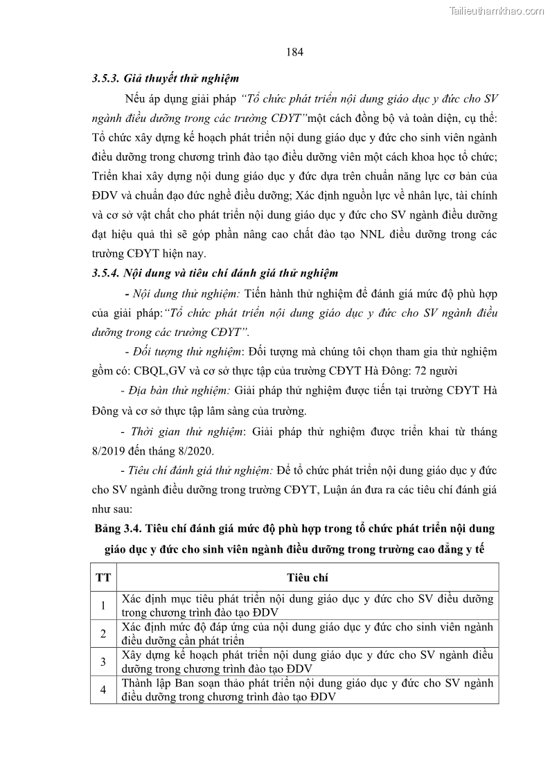 Luận án tiến sĩ quản lý giáo dục Quản lý giáo dục y đức cho sinh viên ngành điều dưỡng trong các trường cao đẳng y tế - 17 Trang 196