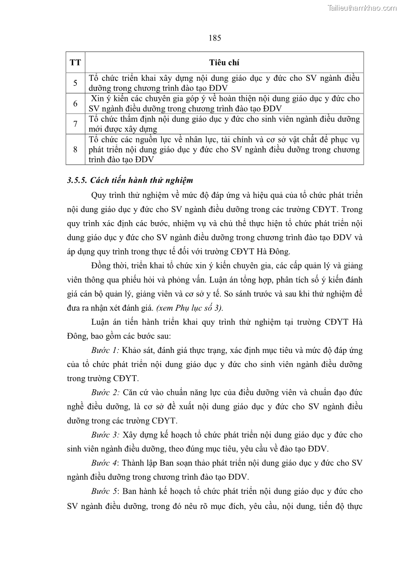 Luận án tiến sĩ quản lý giáo dục Quản lý giáo dục y đức cho sinh viên ngành điều dưỡng trong các trường cao đẳng y tế - 17 Trang 197