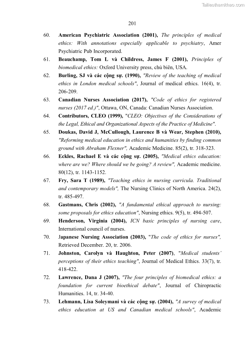 Luận án tiến sĩ quản lý giáo dục Quản lý giáo dục y đức cho sinh viên ngành điều dưỡng trong các trường cao đẳng y tế - 18 Trang 213