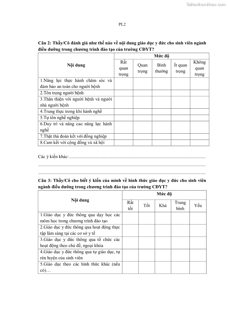 Luận án tiến sĩ quản lý giáo dục Quản lý giáo dục y đức cho sinh viên ngành điều dưỡng trong các trường cao đẳng y tế - 19 Trang 217