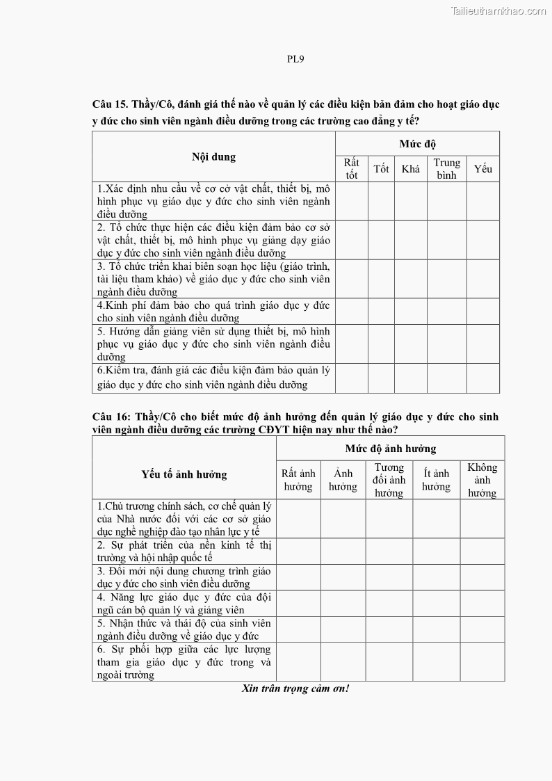 Luận án tiến sĩ quản lý giáo dục Quản lý giáo dục y đức cho sinh viên ngành điều dưỡng trong các trường cao đẳng y tế - 19 Trang 224