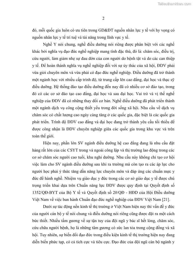Luận án tiến sĩ quản lý giáo dục Quản lý giáo dục y đức cho sinh viên ngành điều dưỡng trong các trường cao đẳng y tế - 2 Trang 14