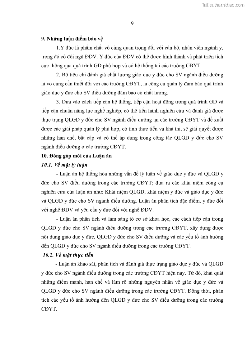 Luận án tiến sĩ quản lý giáo dục Quản lý giáo dục y đức cho sinh viên ngành điều dưỡng trong các trường cao đẳng y tế - 2 Trang 21