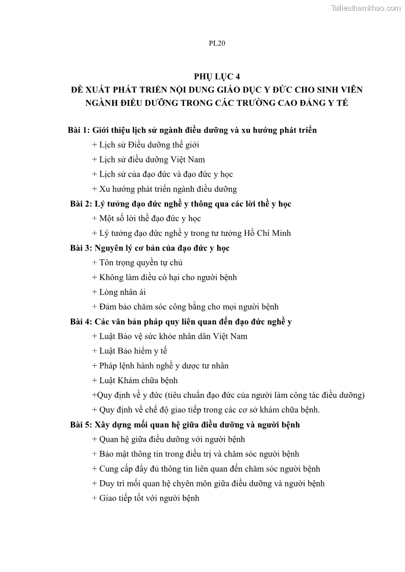 Luận án tiến sĩ quản lý giáo dục Quản lý giáo dục y đức cho sinh viên ngành điều dưỡng trong các trường cao đẳng y tế - 20 Trang 235