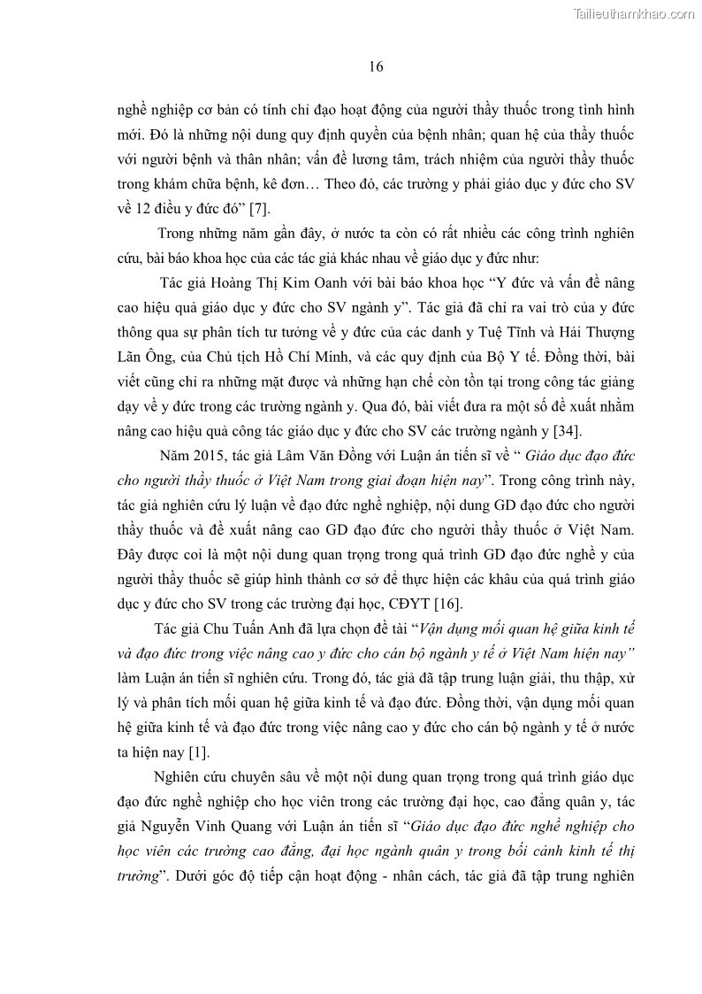 Luận án tiến sĩ quản lý giáo dục Quản lý giáo dục y đức cho sinh viên ngành điều dưỡng trong các trường cao đẳng y tế - 3 Trang 28